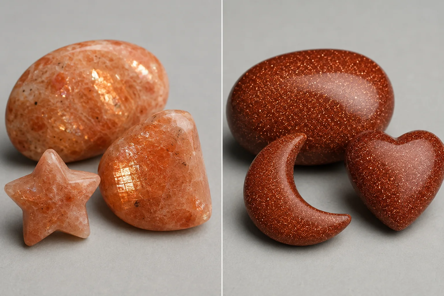 Natural Sunstone vs Goldstone Natural Sunstone vs Goldstone comparison