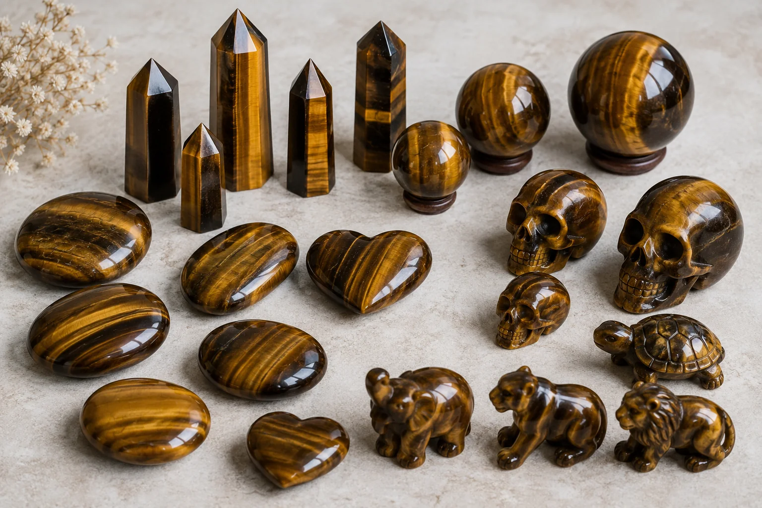 Wholesale Tiger's Eye Crystal Carvings Wholesale tiger's eye crystal carvings in various shapes