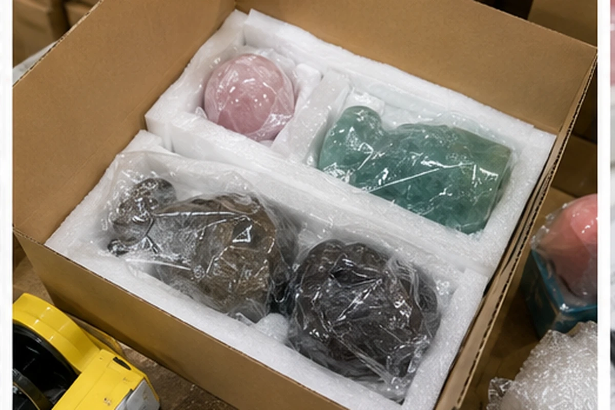 A mixed lot of wholesale crystals ready for a trial order.