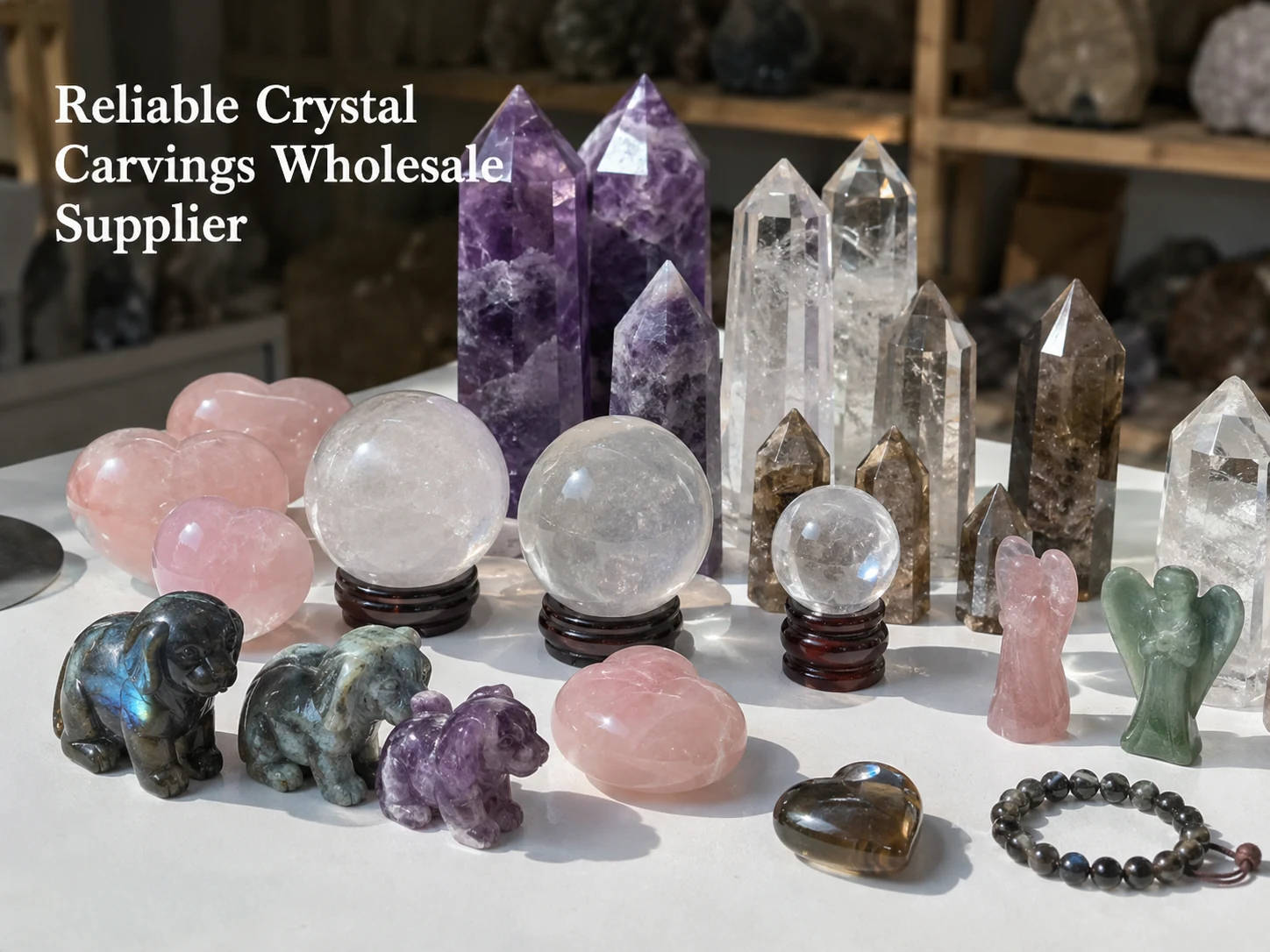 A collection of high-quality wholesale crystal carvings from a reliable supplier.