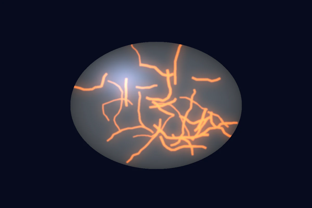 A Yooperlite stone glowing with fiery orange patterns under a UV blacklight, a top social media trend for metaphysical shops.