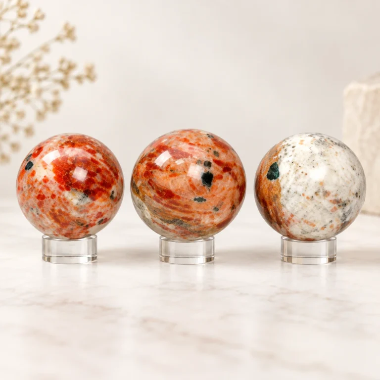 Sunstone With Blue Apatite Crystal Sphere