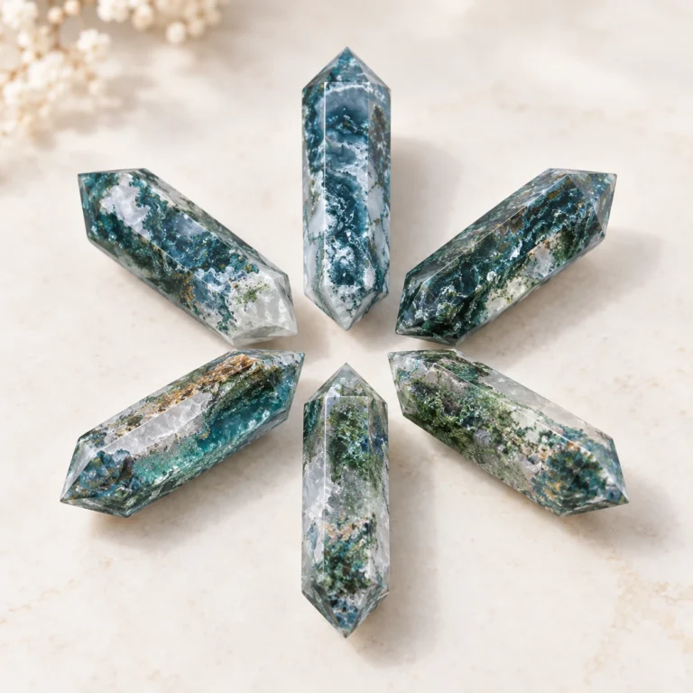 Moss Agate Crystal Tower