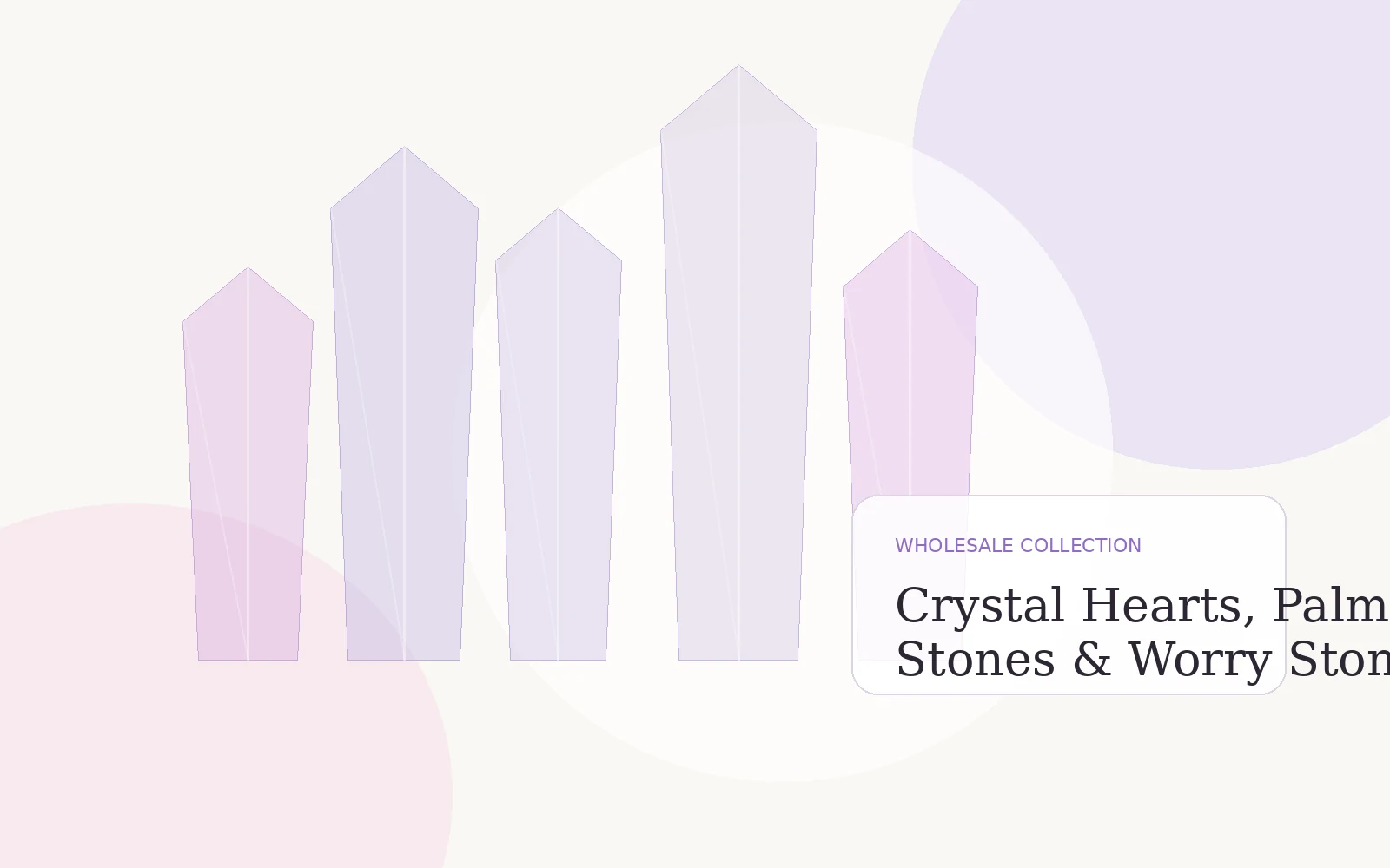 Wholesale crystal hearts palm stones and worry stones