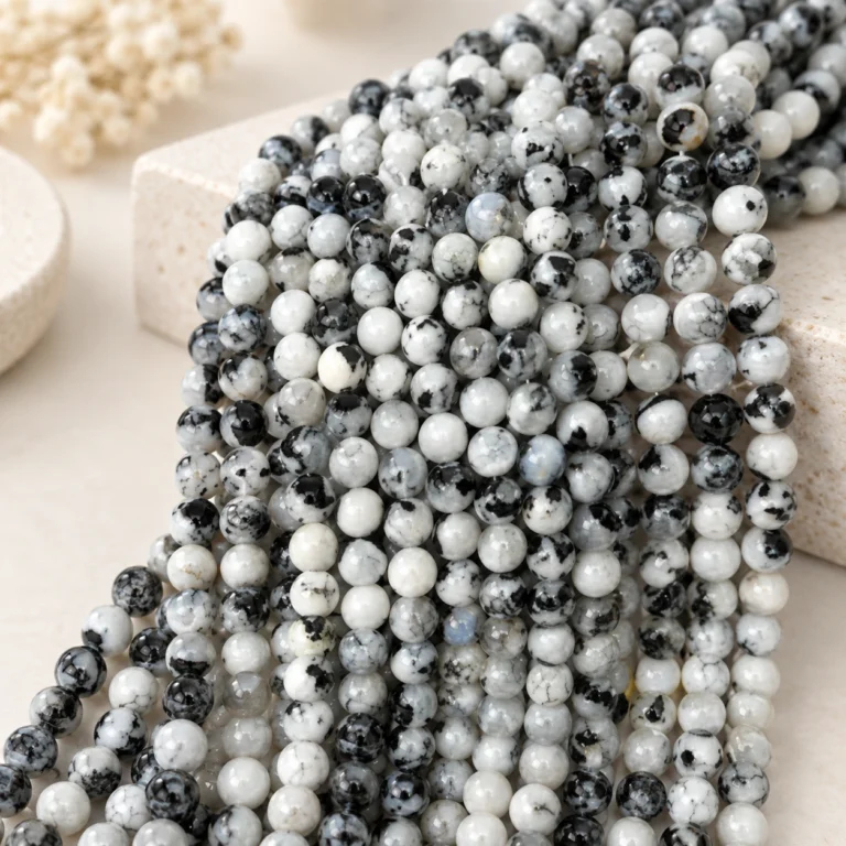 Wholesale Black Spot Moonstone (Supplier Trade Name) 6mm Round Bracelet Bead Strands