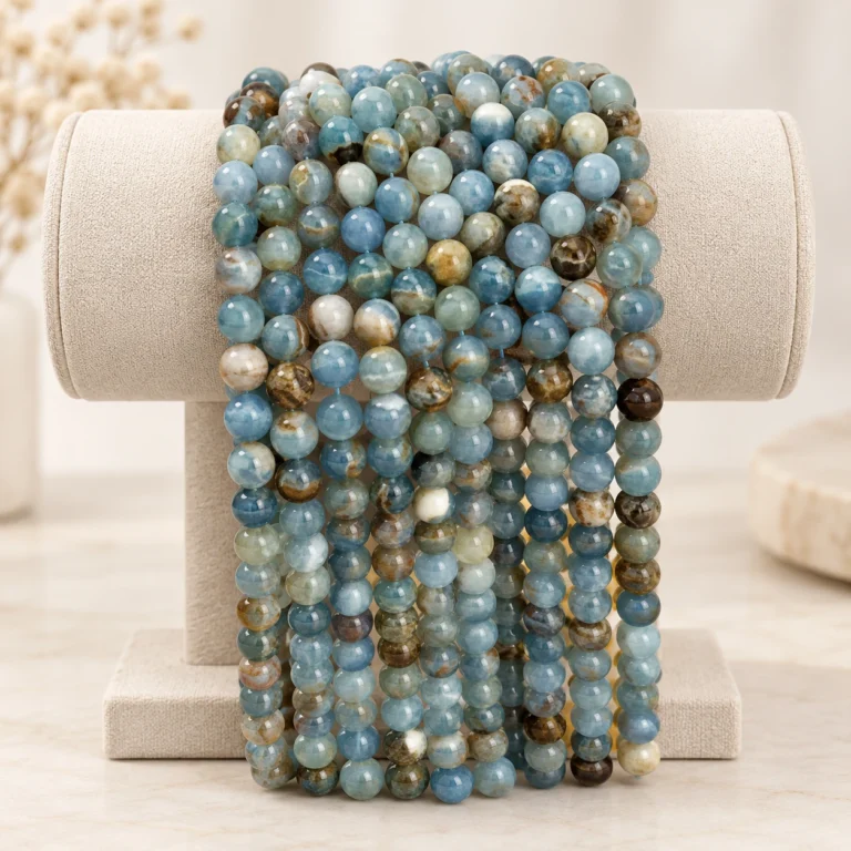 Wholesale Blue Onyx 8mm Round Bracelet Bead Strands