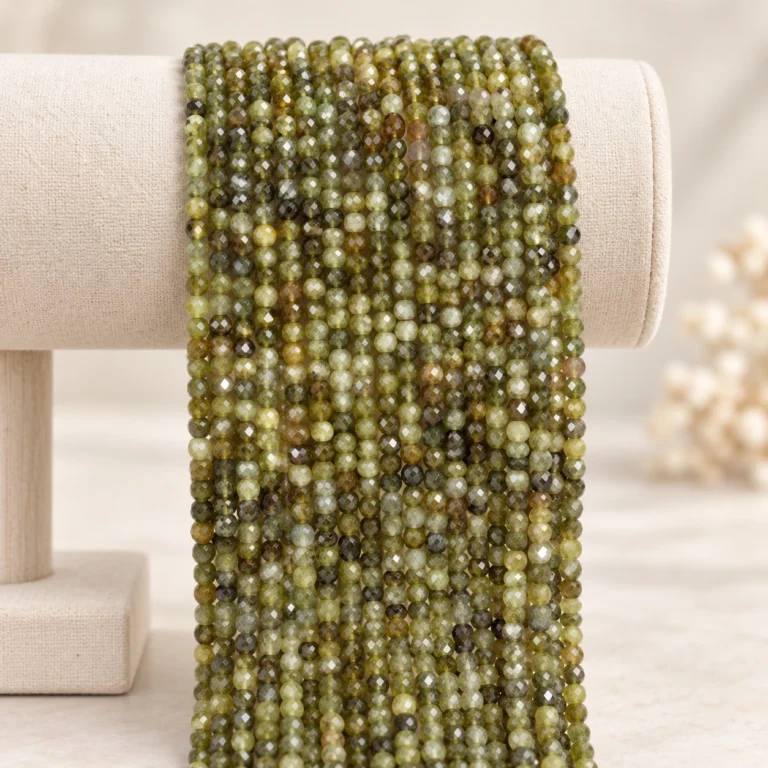 Wholesale Green Garnet 4mm Faceted Cube Bracelet Bead Strands