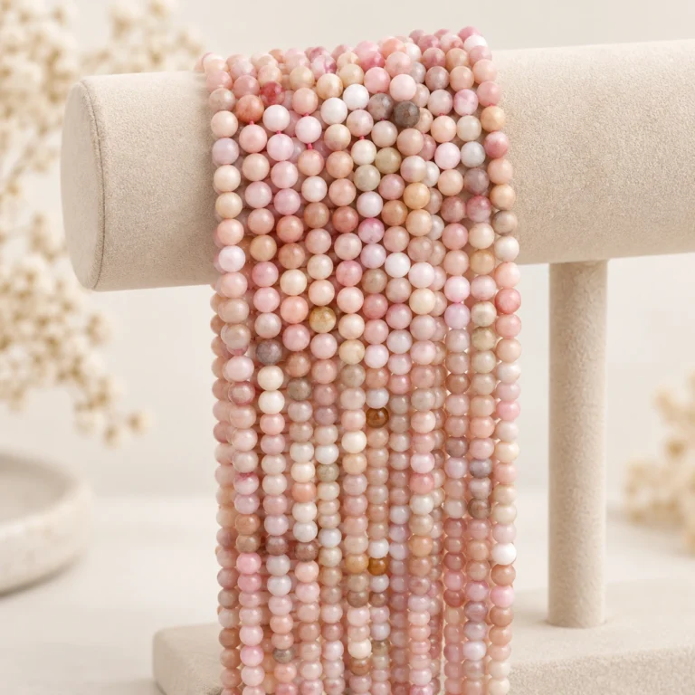Wholesale Pink Opal 4mm Round Bracelet Bead Strands
