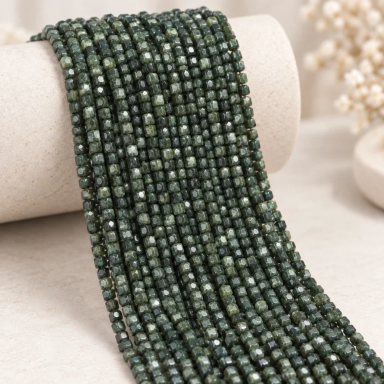 Wholesale Seraphinite 4mm Faceted Cube Bracelet Bead Strands
