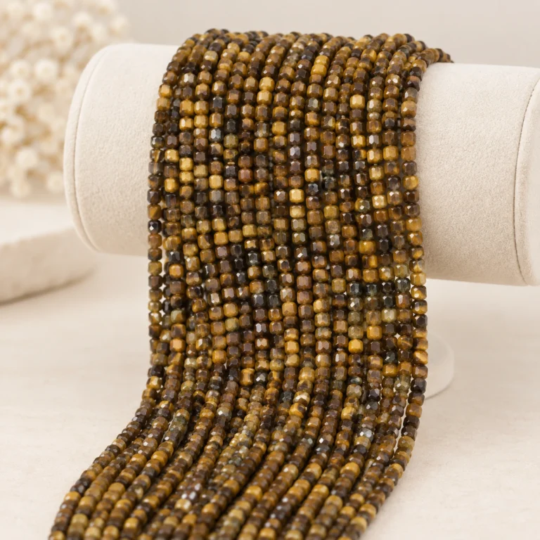Wholesale Tiger’s Eye 4mm Faceted Cube Bracelet Bead Strands