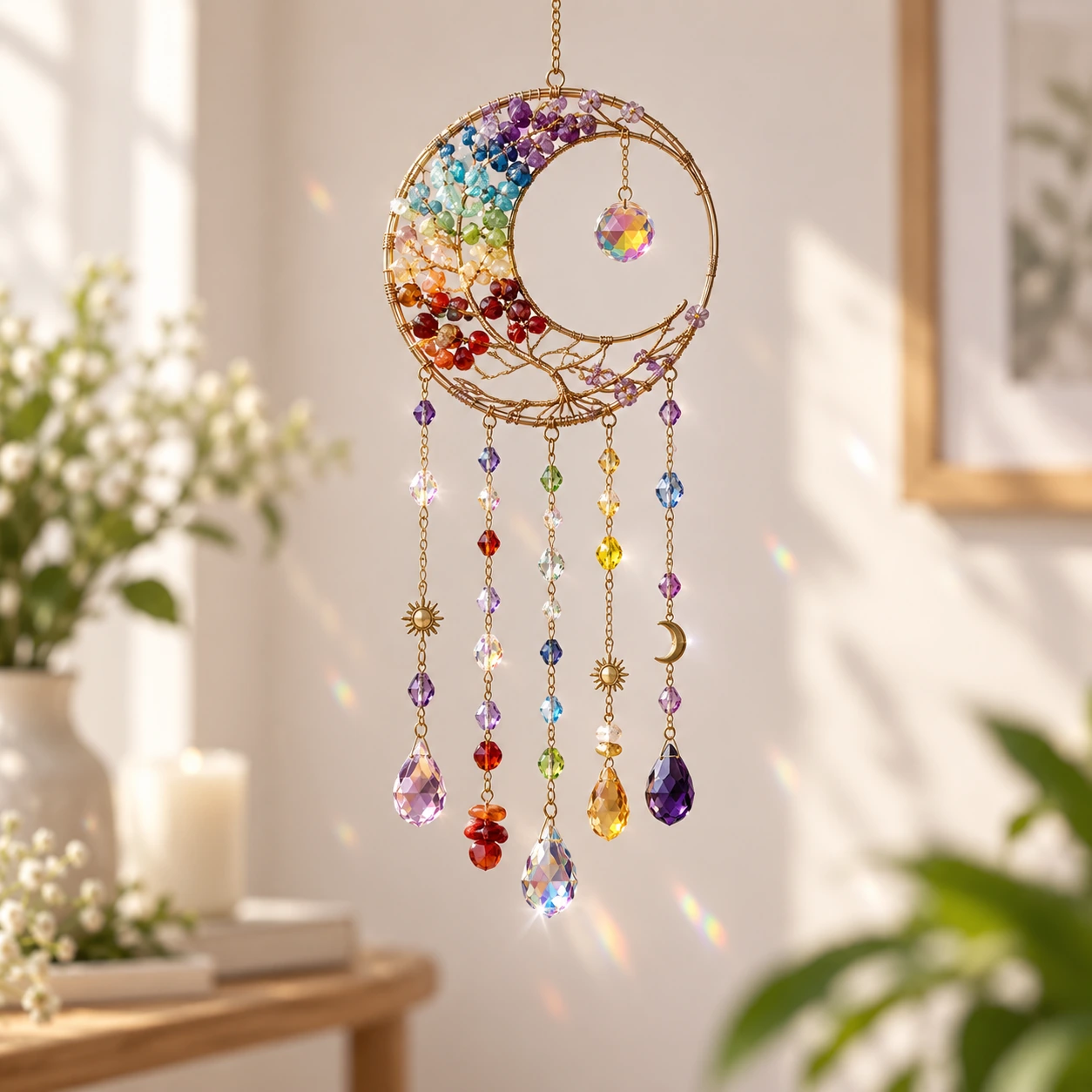 Wholesale medium crystal products including butterfly, wing, and crescent moon decorations