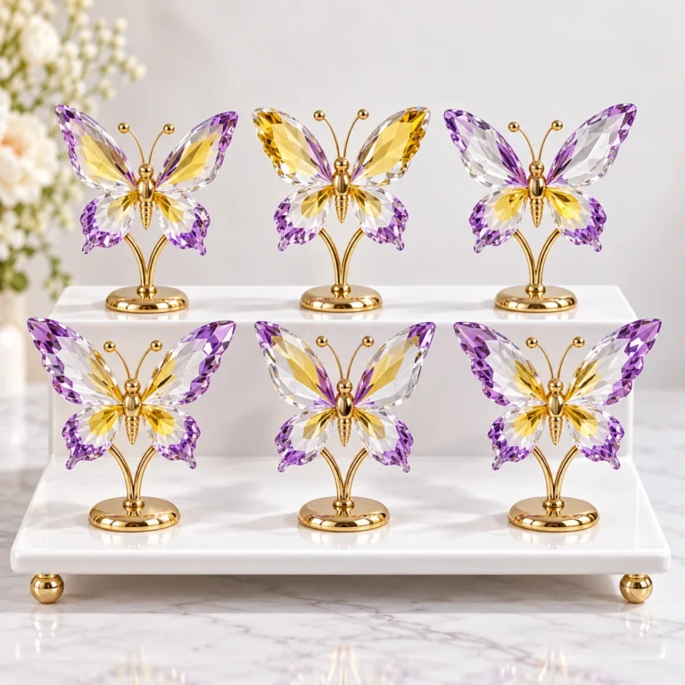 Wholesale Pink and Purple Crystal Butterfly Decoration Assortment