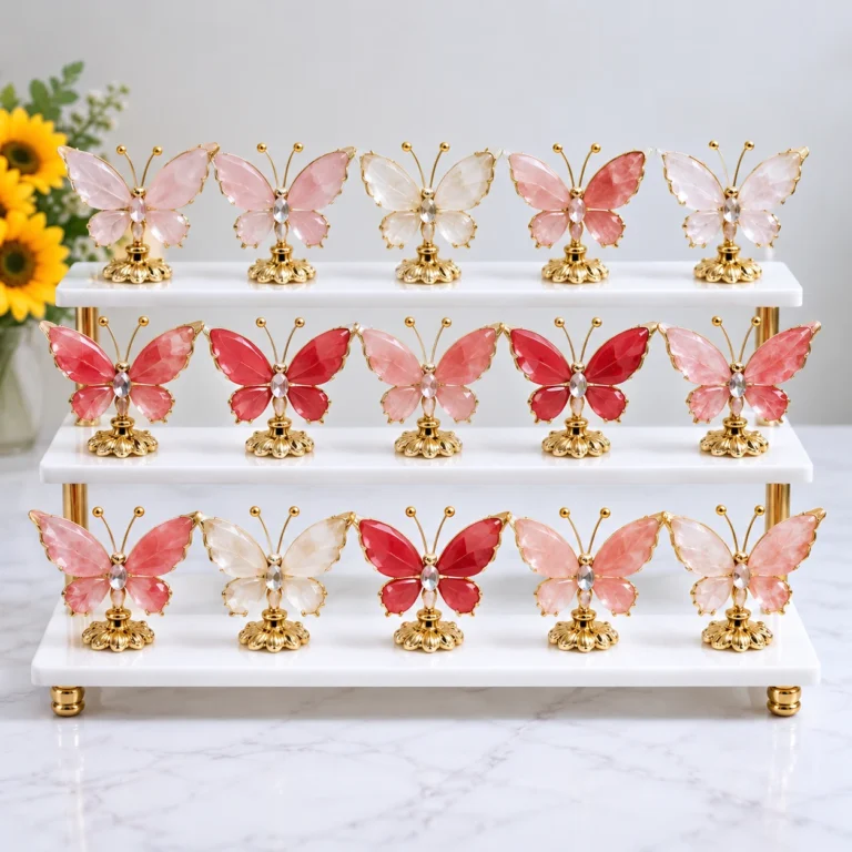 Wholesale Sakura Rain and Pink-Purple Sakura Agate Small Butterfly Decorations