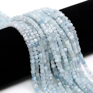 Aquamarine 4mm faceted cube bracelet bead strands wholesale