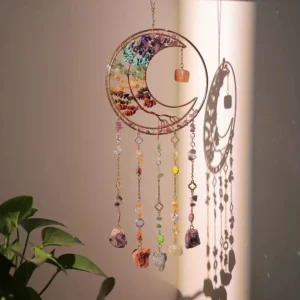 Assorted Crystal Crescent Moon Dream Catchers – Style 1 – product view 1