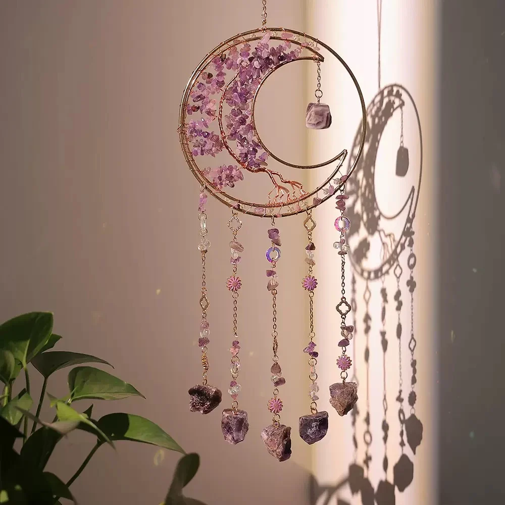 Assorted Crystal Crescent Moon Dream Catchers – Style 1 – product view 2