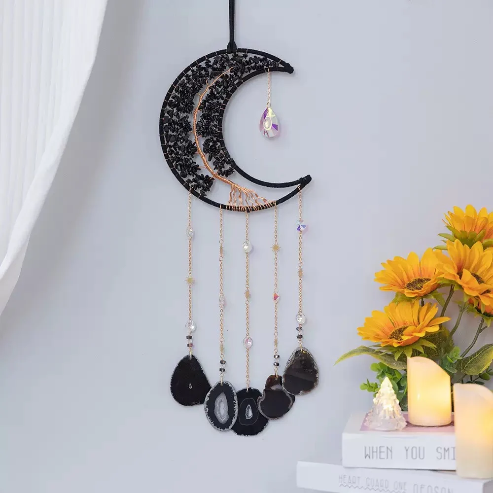 Assorted Crystal Crescent Moon Dream Catchers – Style 2 – product view 2