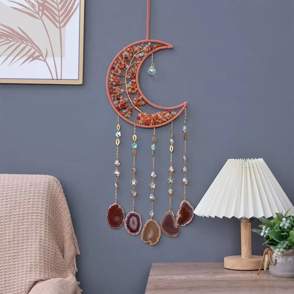 Assorted Crystal Crescent Moon Dream Catchers – Style 2 – product view 3