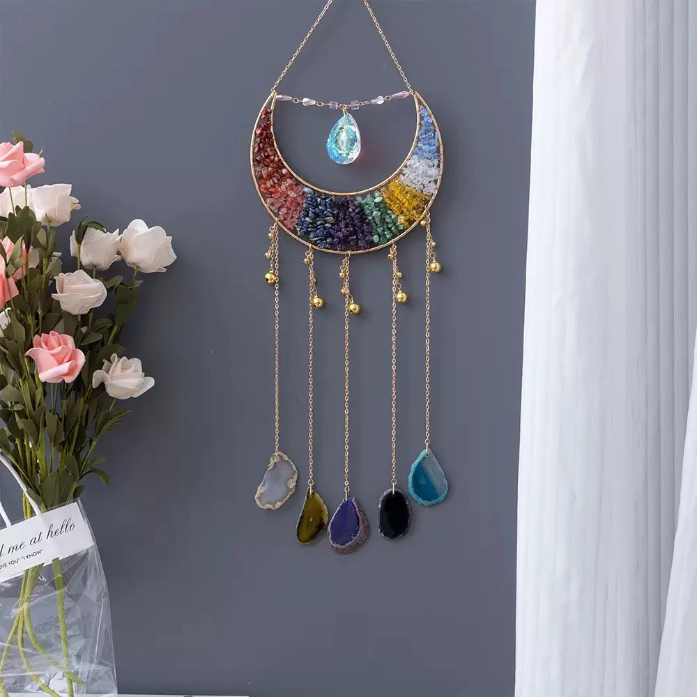 Assorted Crystal Crescent Moon Dream Catchers – Style 2 – product view 8