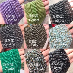Assorted Natural Crystal 3mm faceted bracelet bead strands wholesale