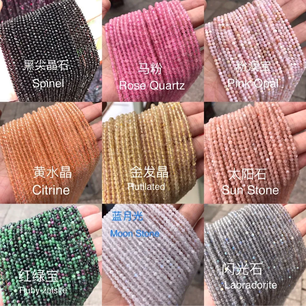Assorted Natural Crystal 3mm faceted bracelet bead strands wholesale - view 2