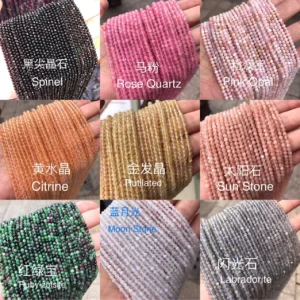 Assorted Natural Crystal 3mm faceted bracelet bead strands wholesale - view 2