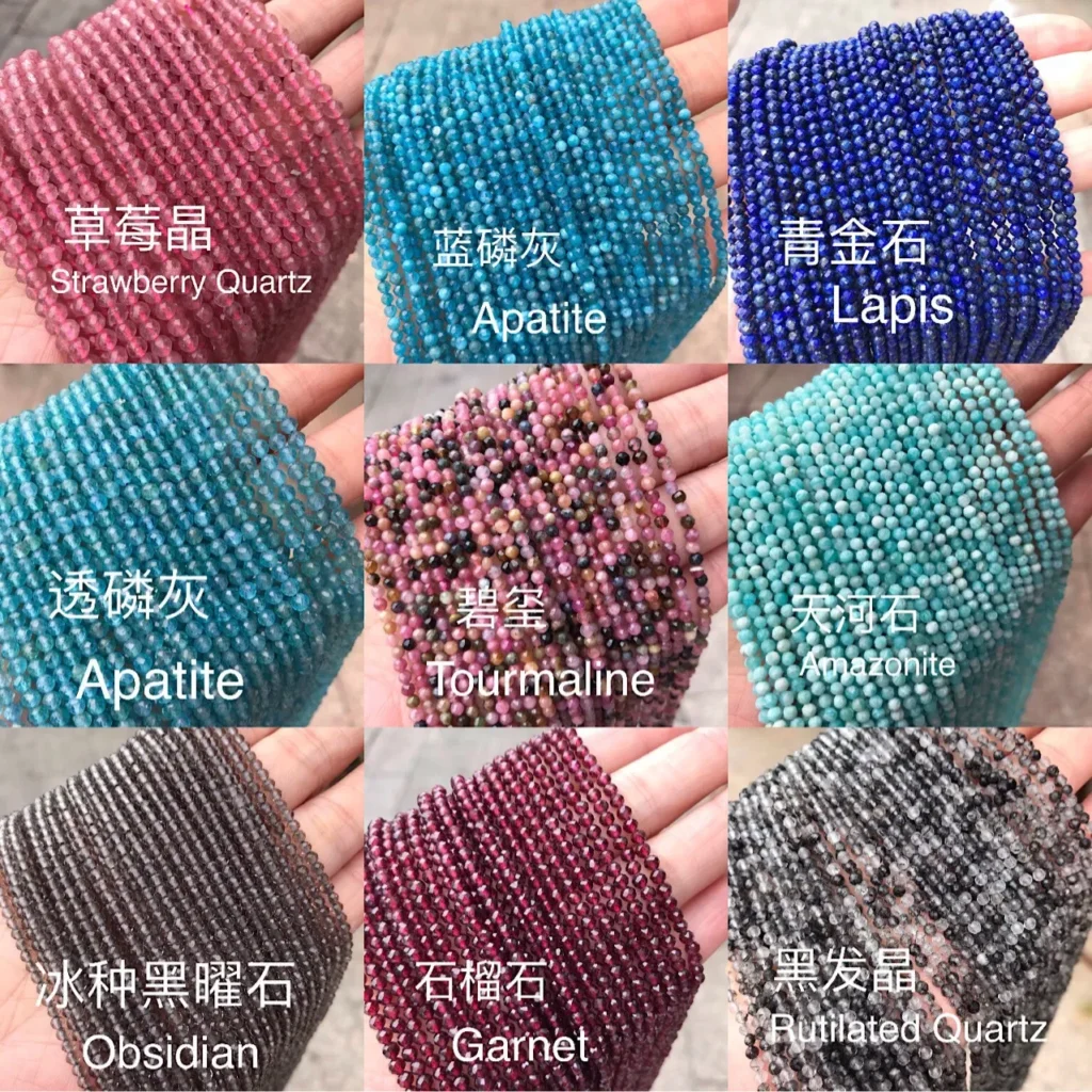 Assorted Natural Crystal 3mm faceted bracelet bead strands wholesale - view 3