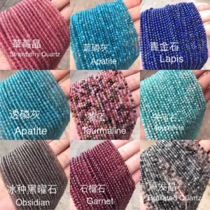 Assorted Natural Crystal 3mm faceted bracelet bead strands wholesale - view 3