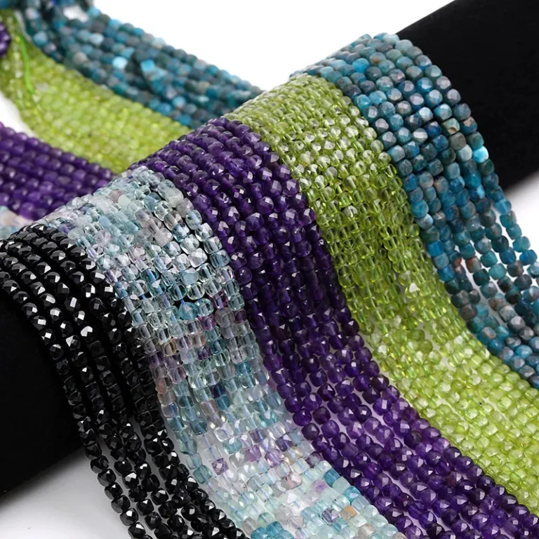 Wholesale Assorted Natural Crystal 4mm Faceted Cube Bracelet Bead Strands