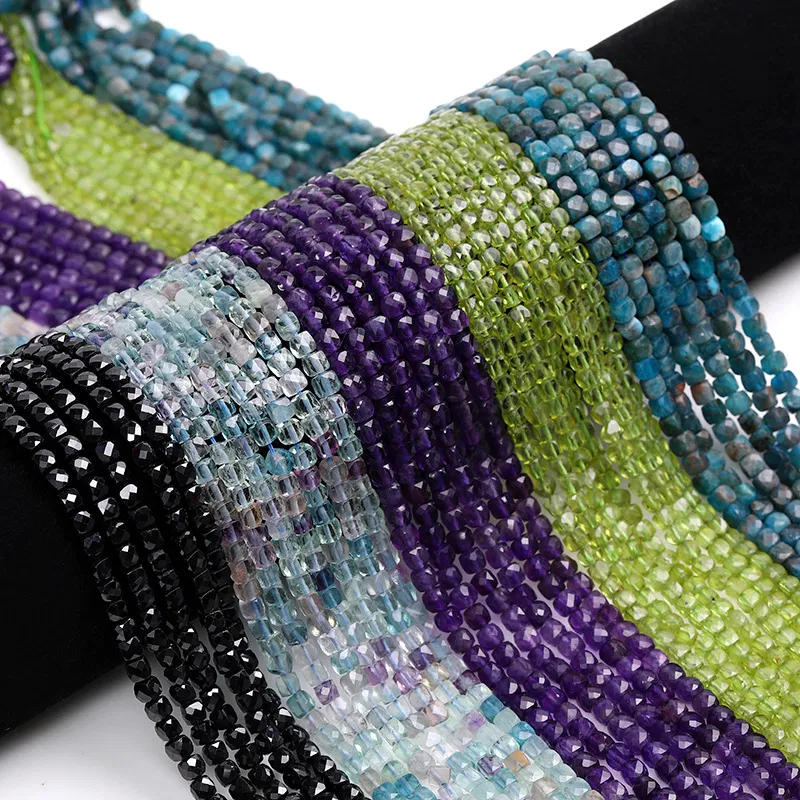 Assorted Natural Crystal 4mm faceted cube bracelet bead strands wholesale