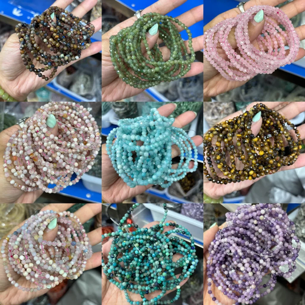 Assorted Natural Crystal 5mm faceted bead bracelets wholesale - view 11