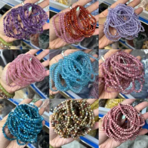 Assorted Natural Crystal 5mm faceted bead bracelets wholesale - view 12