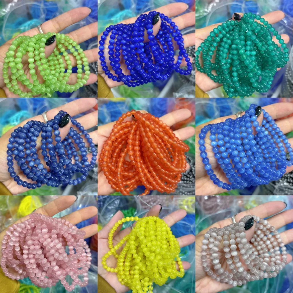 Assorted Natural Crystal 6mm round bead bracelets wholesale - view 2