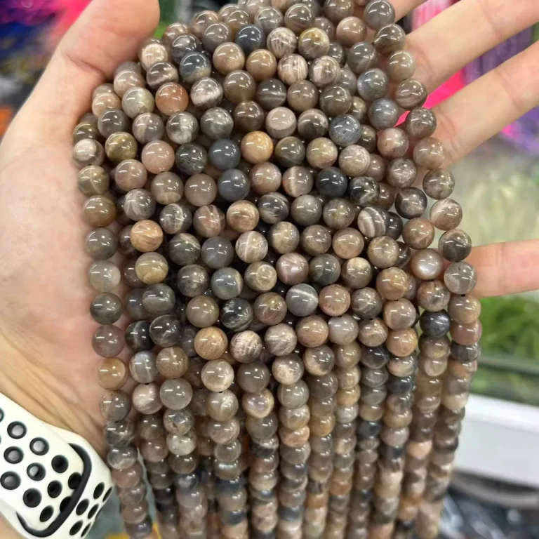 Wholesale Black Moonstone 4mm Round Bracelet Bead Strands