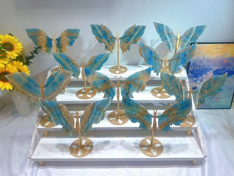 Blue Lishi Stone Large Butterfly Decorations
