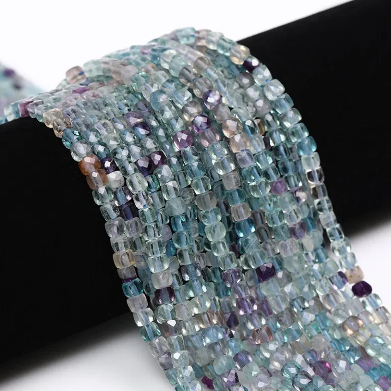 Wholesale Fluorite 4mm Faceted Cube Bracelet Bead Strands