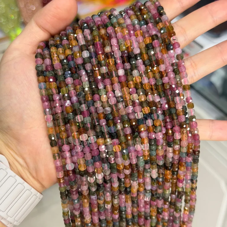 Wholesale Multi-Color Tourmaline 4mm Faceted Cube Bracelet Bead Strands