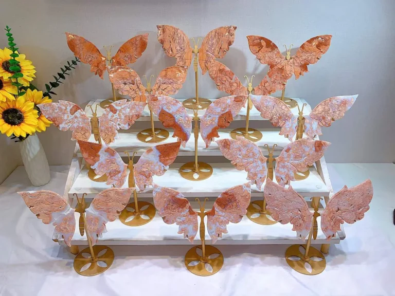 Wholesale Pink Agate Large Butterfly Decorations