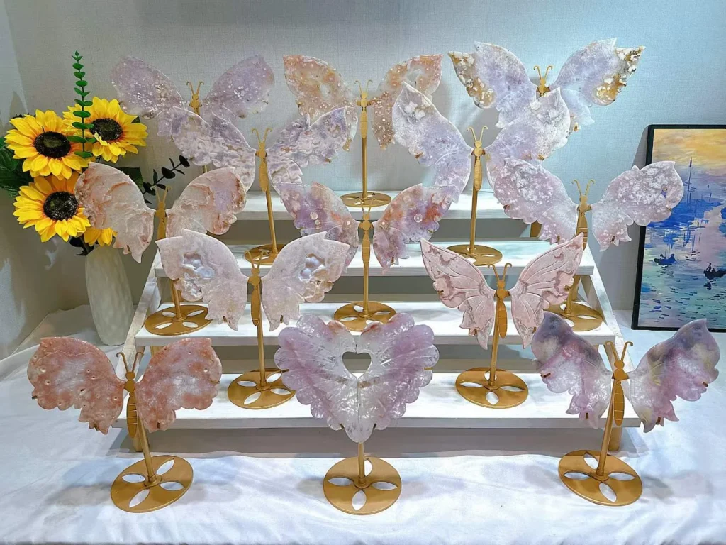 Pink-Purple Sakura Agate Butterfly Decorations – product view 1