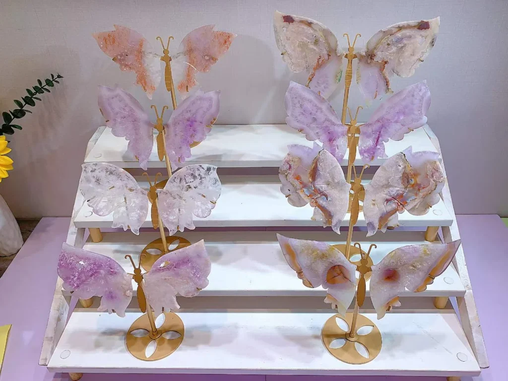 Pink-Purple Sakura Agate Butterfly Decorations – product view 4