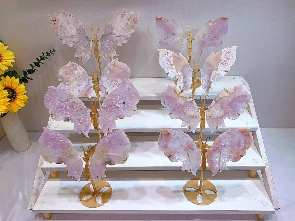 Pink-Purple Sakura Agate Butterfly Decorations – product view 5