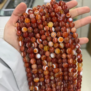 Red Banded Agate 6mm round bracelet bead strands wholesale