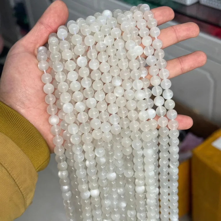 Wholesale Selenite 8mm Round Bracelet Bead Strands