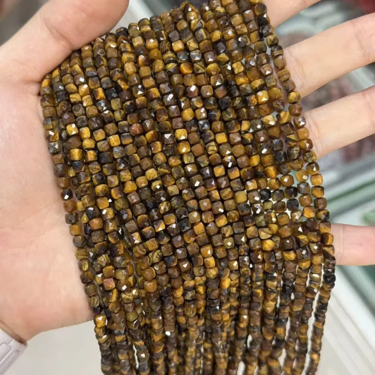 Tiger's Eye 4mm faceted cube bracelet bead strands wholesale