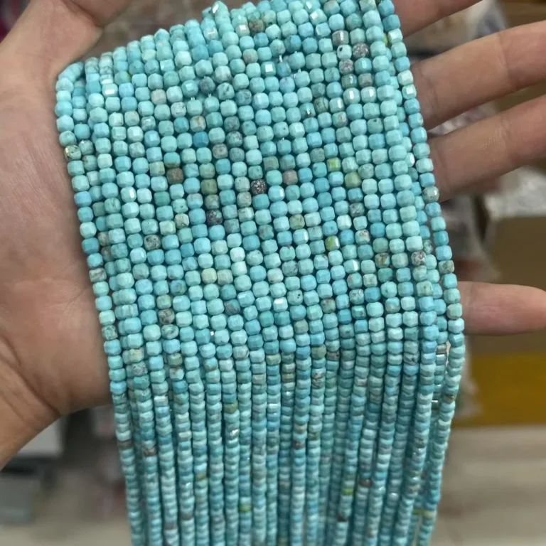 Wholesale Turquoise 4mm Faceted Cube Bracelet Bead Strands