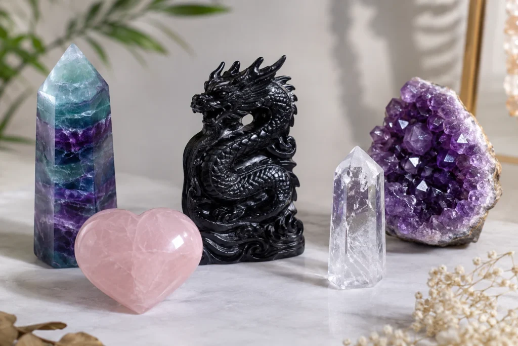 What factors determine the wholesale price of a crystal carving?