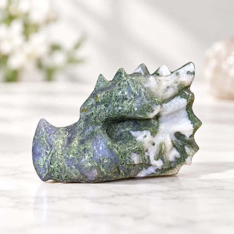 Aquatic Dragon Head Crystal Carving