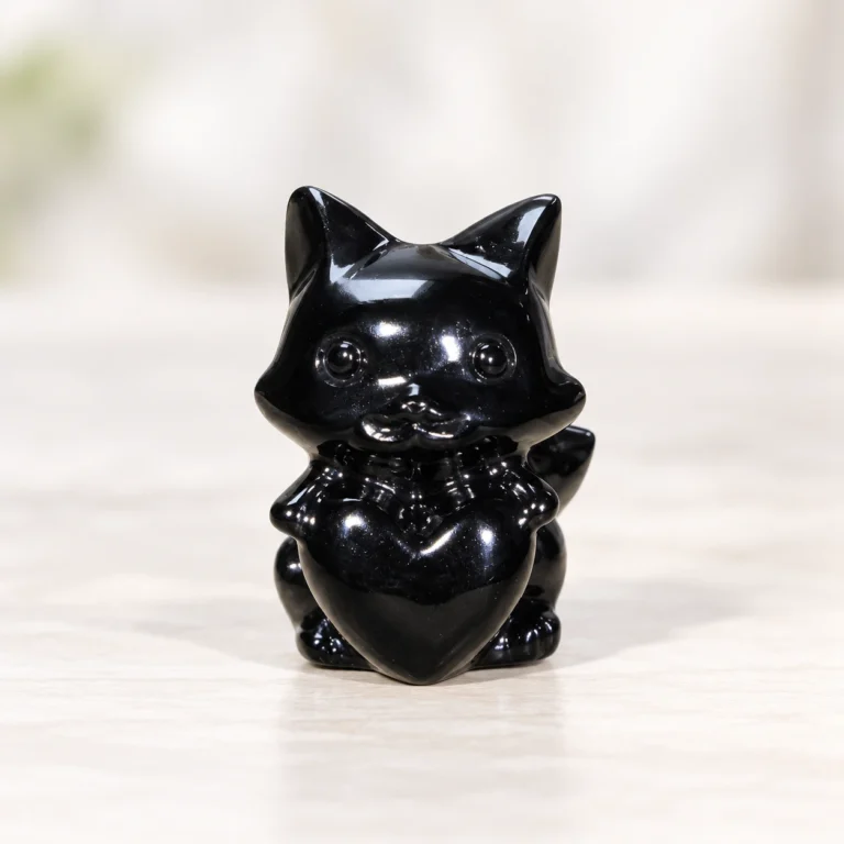 Black Obsidian Fox Crystal Carving