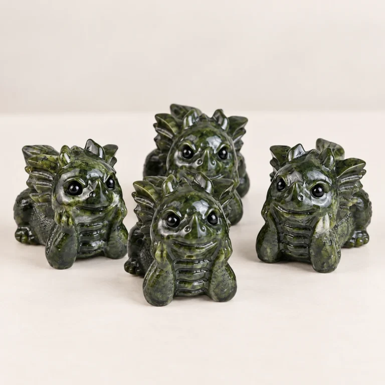 Green Jade Baby Dragon Crystal Carving