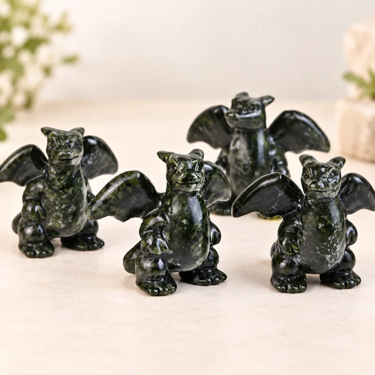 Green Jade Fire Dragon Monster Crystal Carving
